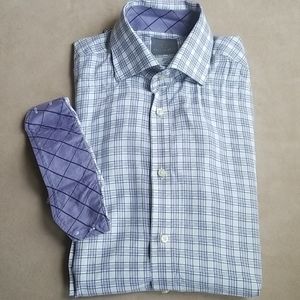 Thomas Dean Large Purple Plaid Button Down Shirt